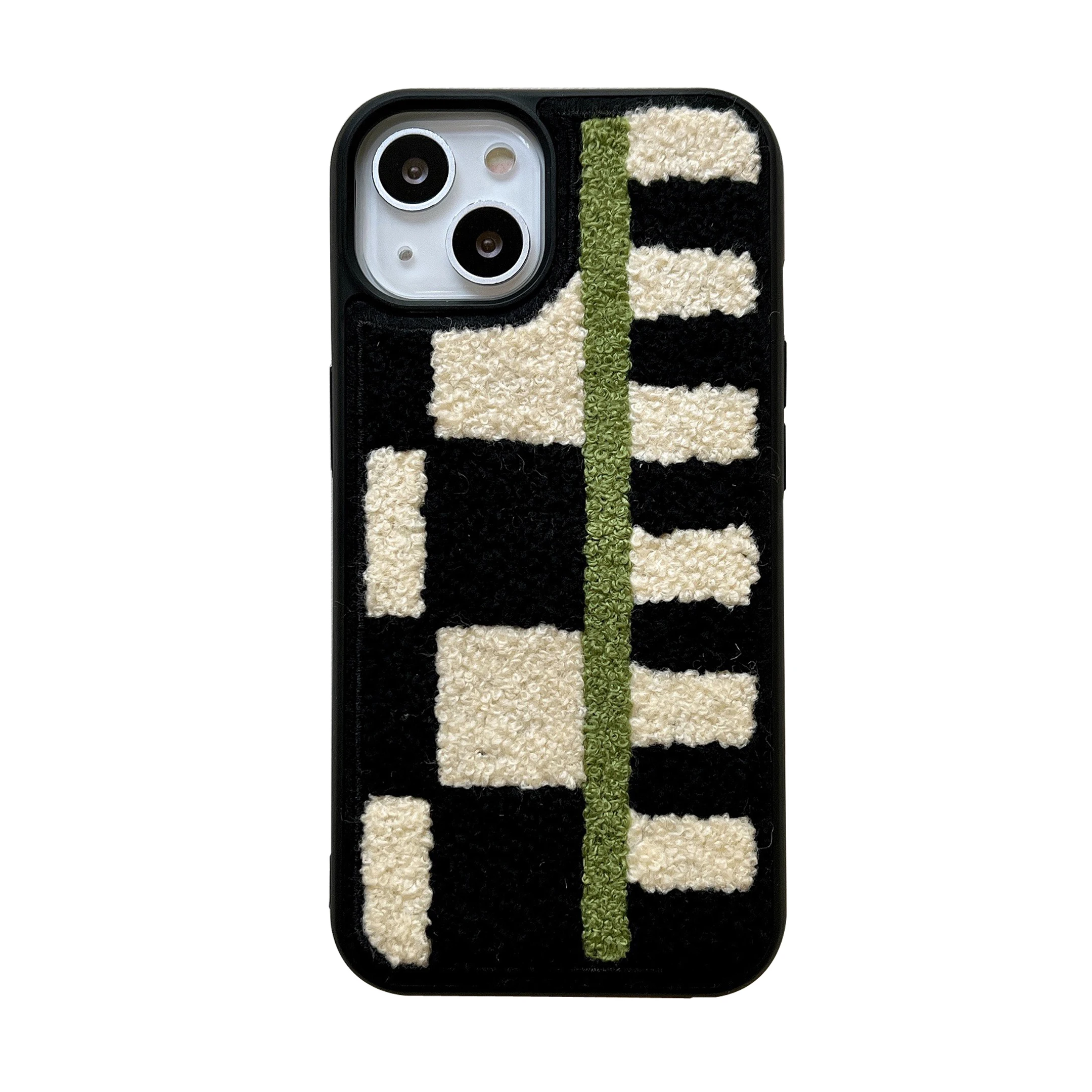 Autumn Fashion Towel Cloth Checkerboard Case For iPhone 15 14 11 12 13 Pro Max X XR Back Cover Capa Coque