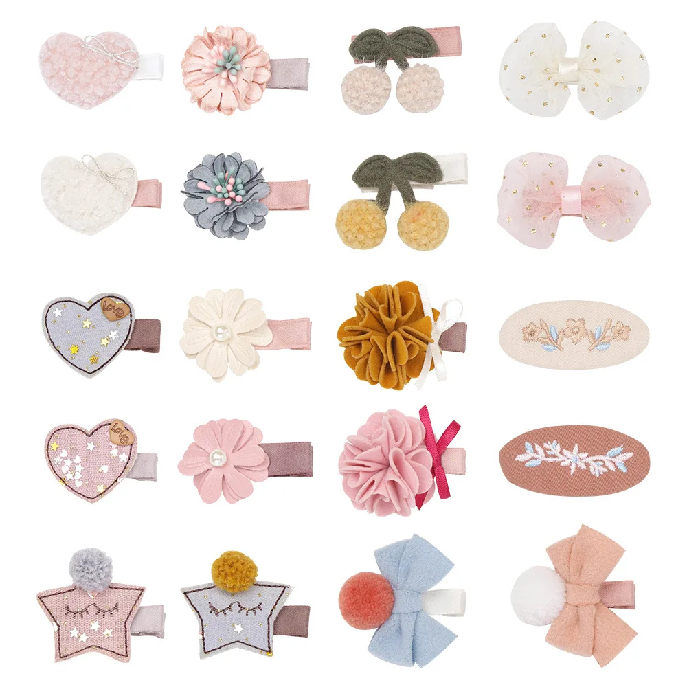 Baby Hair Clips Handmade Felt Cloth Children Flower Hairpin Cute School Girls Barrette Infant Side Clip Korean Style Hairgirps