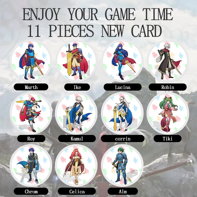 fire emblem 11 pecas cartoes amibo ntag215 impresso nfc caixa de armazenamento 01