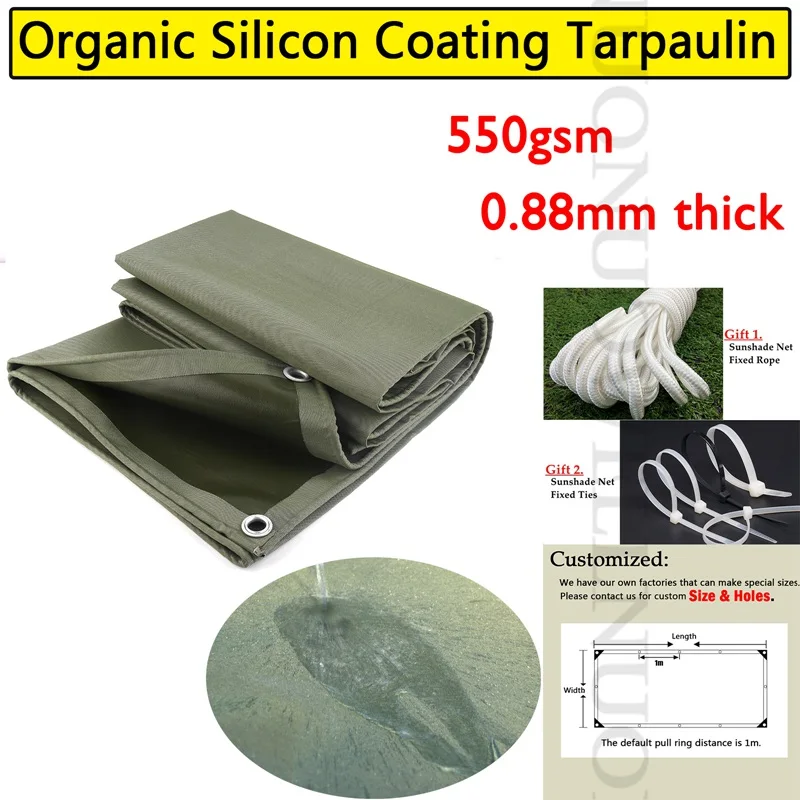 Double Side Waterproof Organic Silicon Coating Tarpaulin Truck Ship Awning Sail Rainproof Cloth Outdoor Camping Tent Canopy