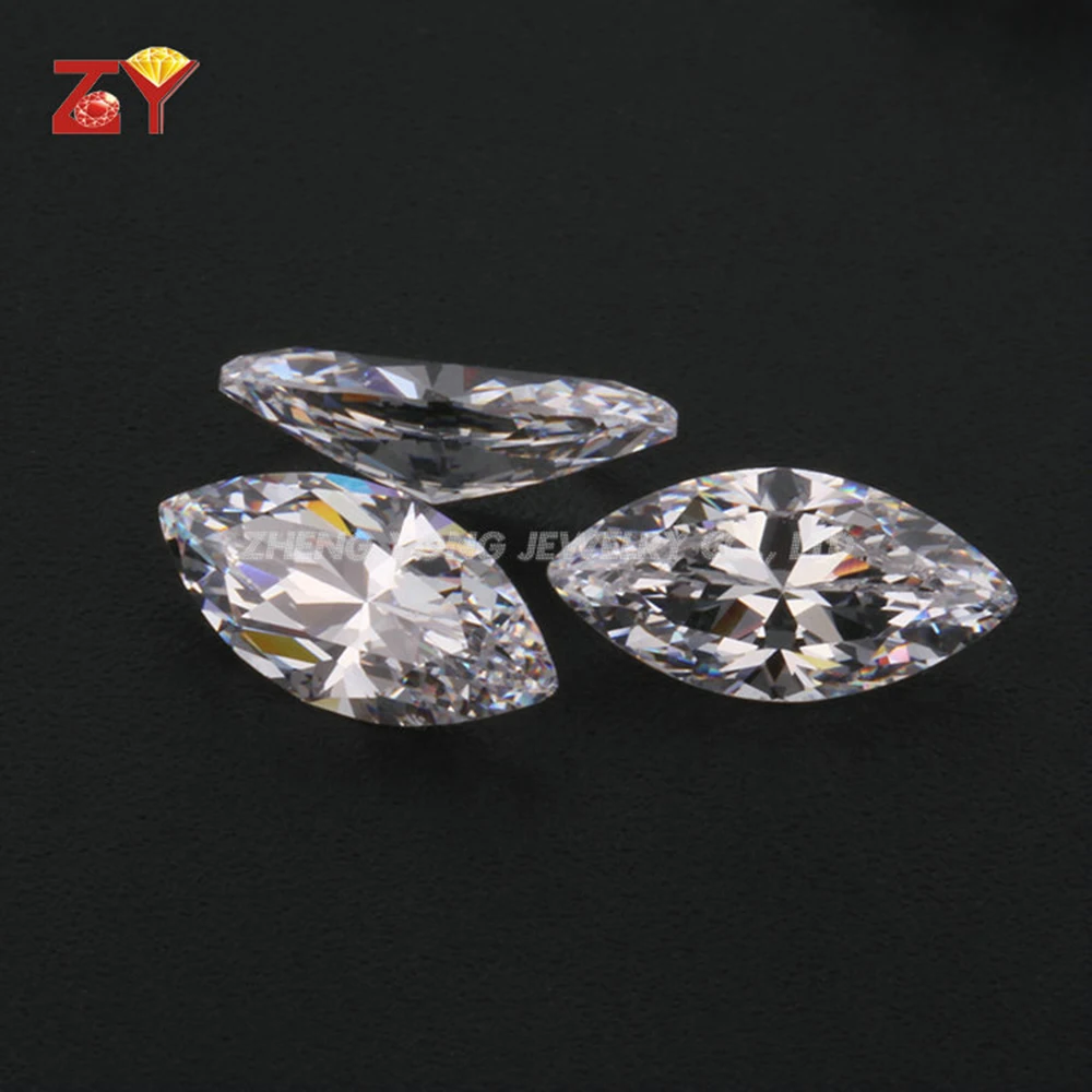 500pcs per Lot 5*10mm Marquise Shape Synthetic White Cubic Zirconia Stone Loose Machine Cut CZ Gems For DIY Jewelry