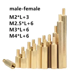 20Pcs M2.5 M3 M4 Copper Brass Head Hexagon Pillars Standoff Circuit Spacer PCB Board Nut Screws Hex Round Single Cylinder