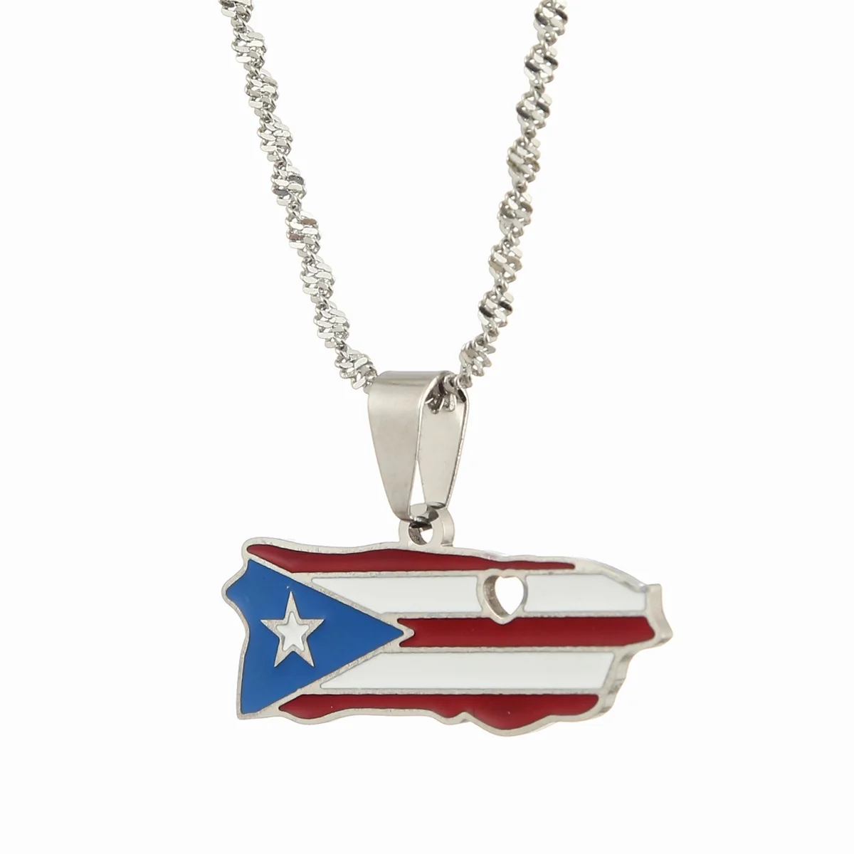 Heart Puerto Rico Ricans Map Pendants Necklaces Gold Color PR Flag Unisex Jewelry Gifts