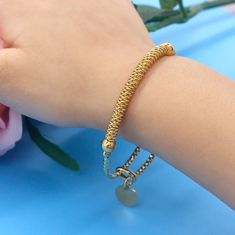 FS Charm Ajustable Creativity Gold Color 18K Plated Brazalete de bebé Personalized Bells Bangle Jewelry