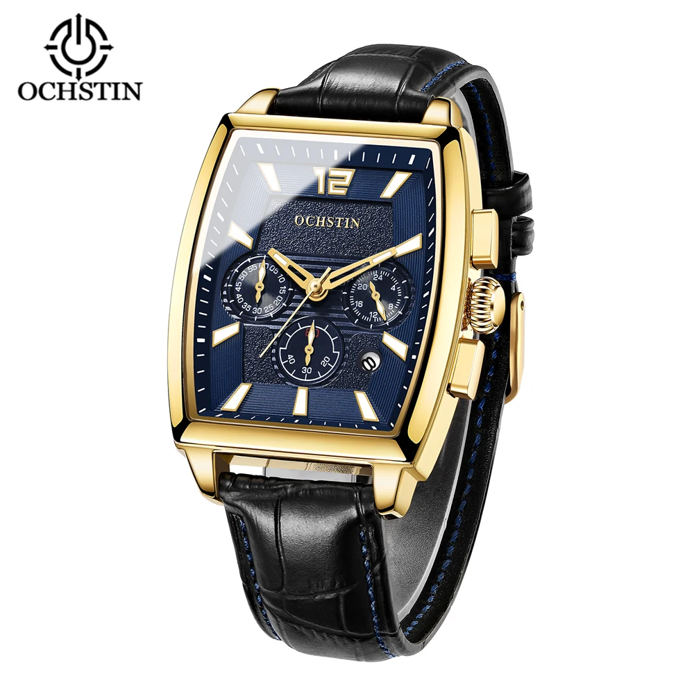 

OCHSTIN Square Men Watch Business Waterproof Quartz Leather Wrist Watch Men Clock Male Relogio Masculino hodinky erkek kol saati