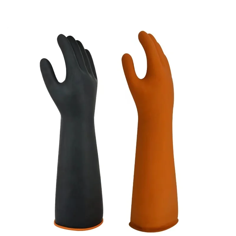 Rubber Gloves Heavy Duty Chemical Resstant Blasting Latex Industrial Sandblaster Length 35CM,45CM,55CM,70CM