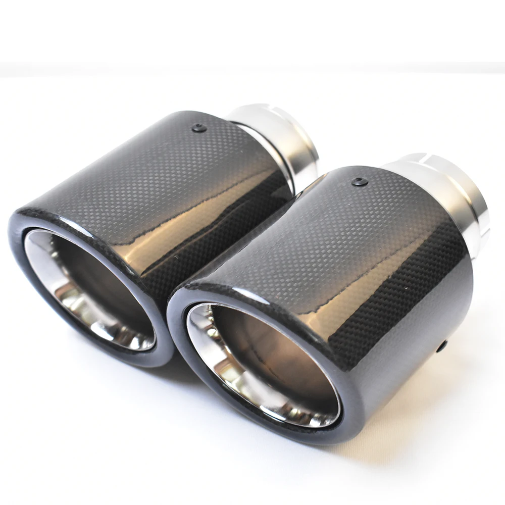 

Car Universal Modiflcation Stainless Steel Single Glossy Curly Bevel Edge Exhaust Pipe Full Fiber Carbon Cover Muffler Tip