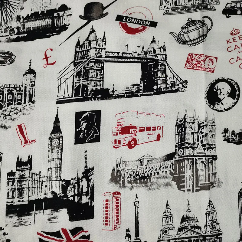 Good England Style 100%Cotton Fabric British London Street Scenery Digital printing Cloth  DIY Sewing Children Clothing Dress