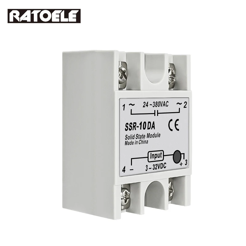 Single Phase Solid State Relay 10DA/25DA/40DA Input 3-32VDC Output 24-380VAC SSR DC Control AC