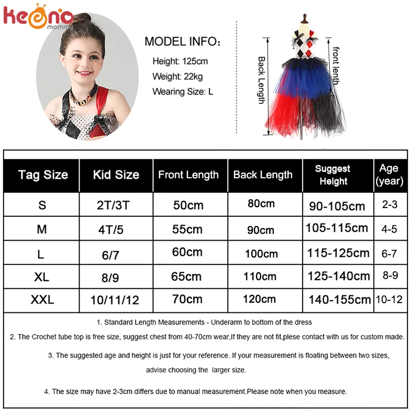 Jester Clown Inspired Girls Tutu Dress for Villain Halloween Cosplay Costume Kids Pageants Purim Party Fancy Ball Gown Vestidos