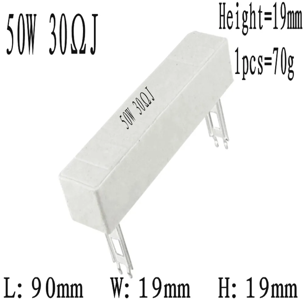 10 Stück 50 W Keramikzement-Hochleistungswiderstand 0,1 ~ 1 K 0,1 0,5 1 1,5 2 2,5 3 4 5 6 8 10 15 20 25 30 50 200 250 300 390 500 Ohm – Detail 6