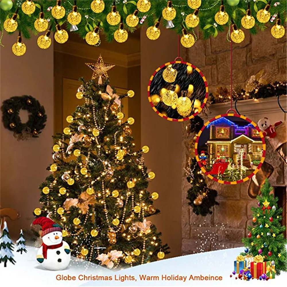 Imagem -05 - Impermeável Solar String Crystal Ball Led Fairy Light Cerca do Jardim Pátio Quintal Decoração da Árvore de Natal ao ar Livre 20 50 100 1pc