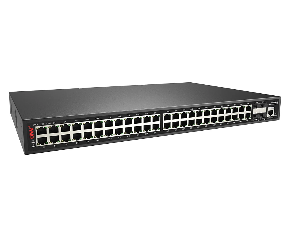 CCTV commercial poe switch manufacturer gigabit poe power supply switch 48 port fiber ethernet switch 48V