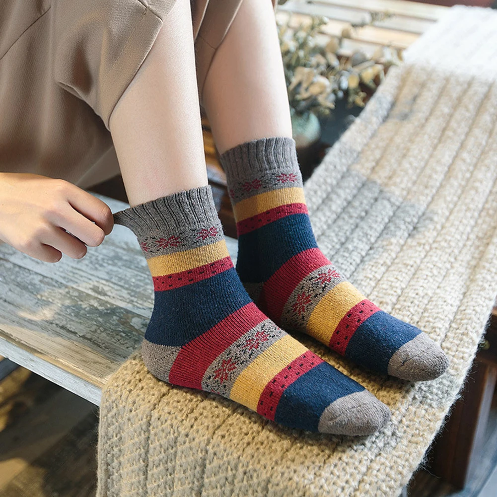 5 Pairs Vintage Womens Wool Socks Boot Soft Warm Thick Thermal Heavy Work Knit Crew Cozy Winter Socks