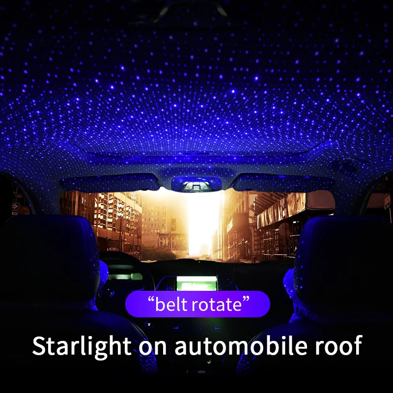 Car Atmosphere Lamp Starry Sky Night Light Interior Lamp Star Roof Decoration Lamp With Rotating Car Projection Light new 2019