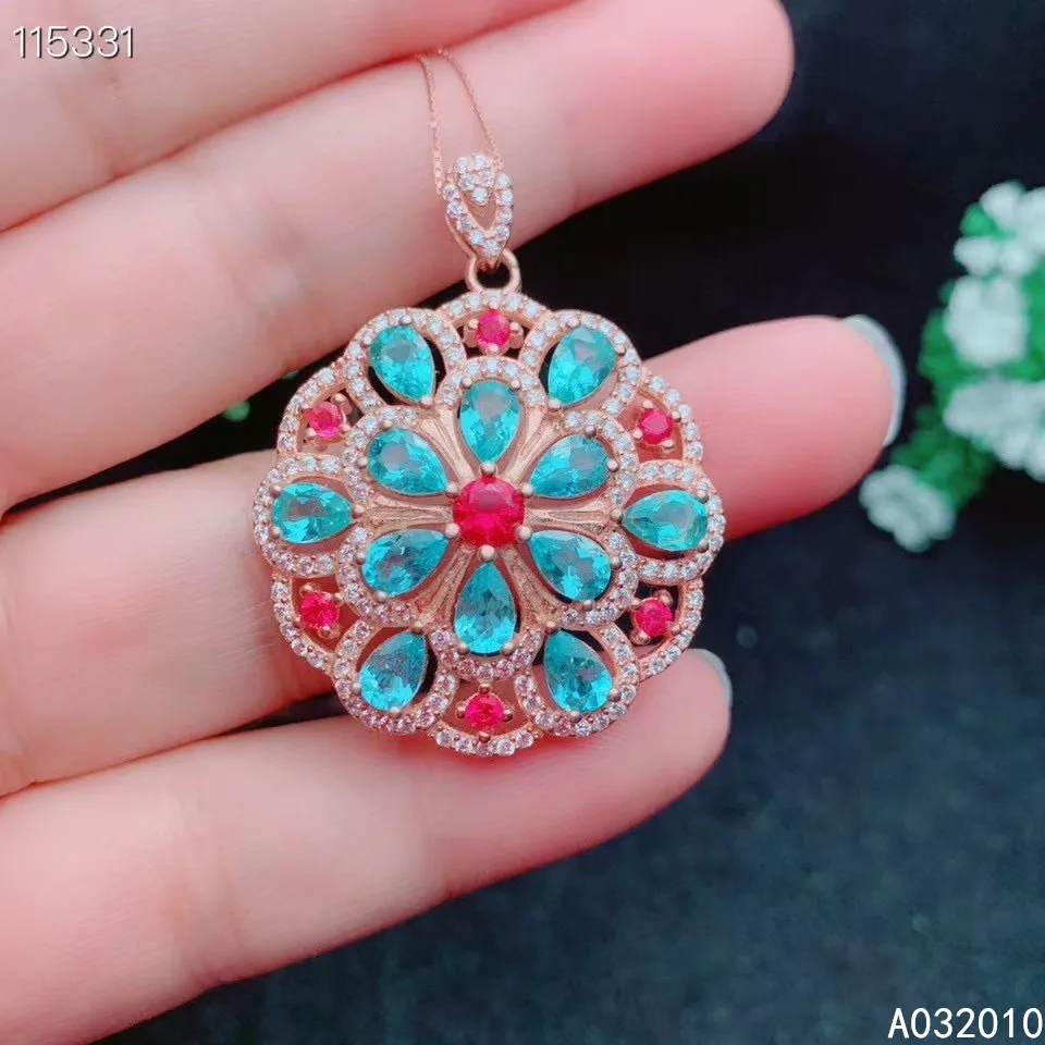 KJJEAXCMY Fine Jewelry 925 Sterling Silver inlaid Natural Apatite popular Female Woman Miss Girl Pendant Necklace