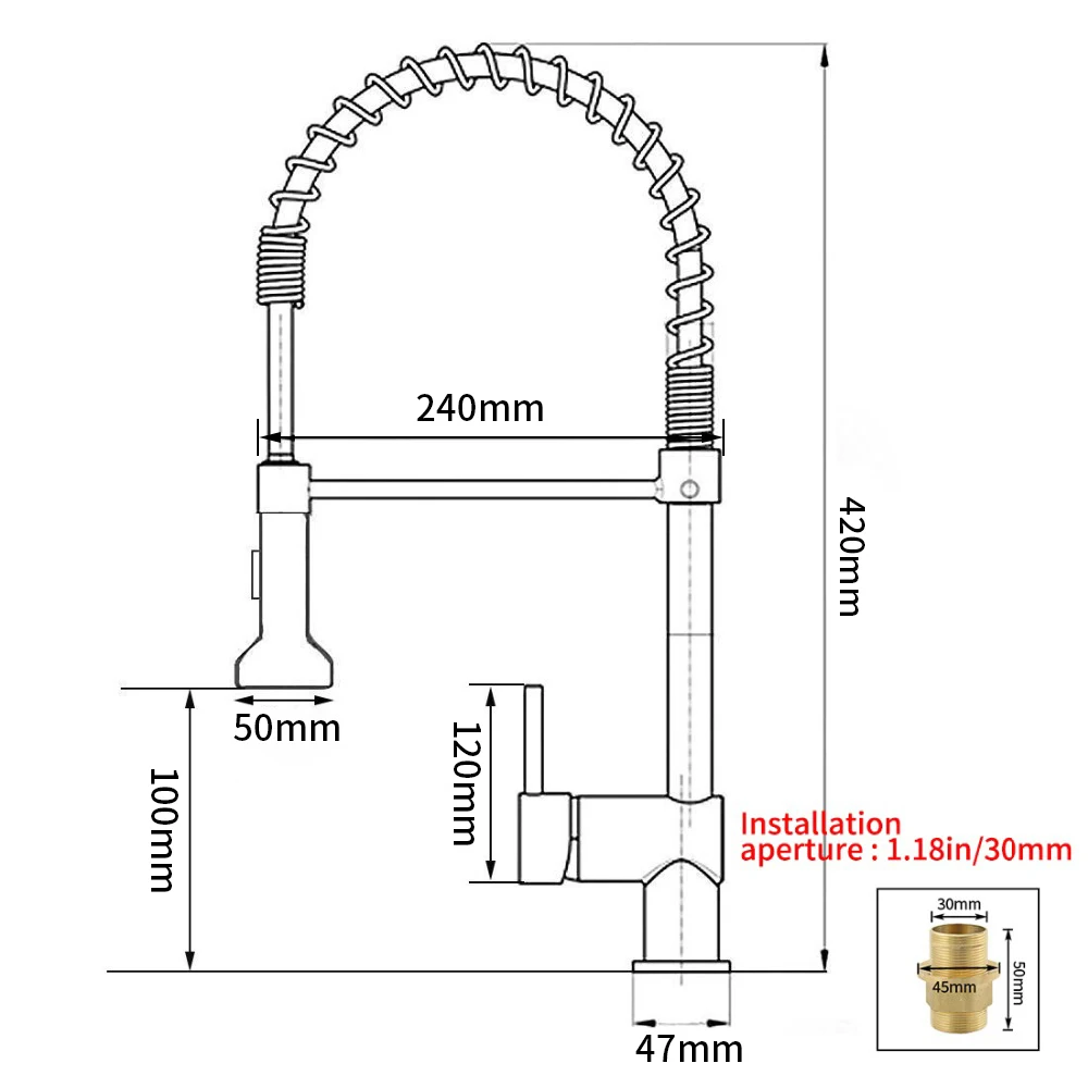 Imagem -05 - Single Lever Pull Down Spring Spout Mixer Tap Torneiras de Latão para Pia de Cozinha Guindaste de Água Quente e Fria 9009