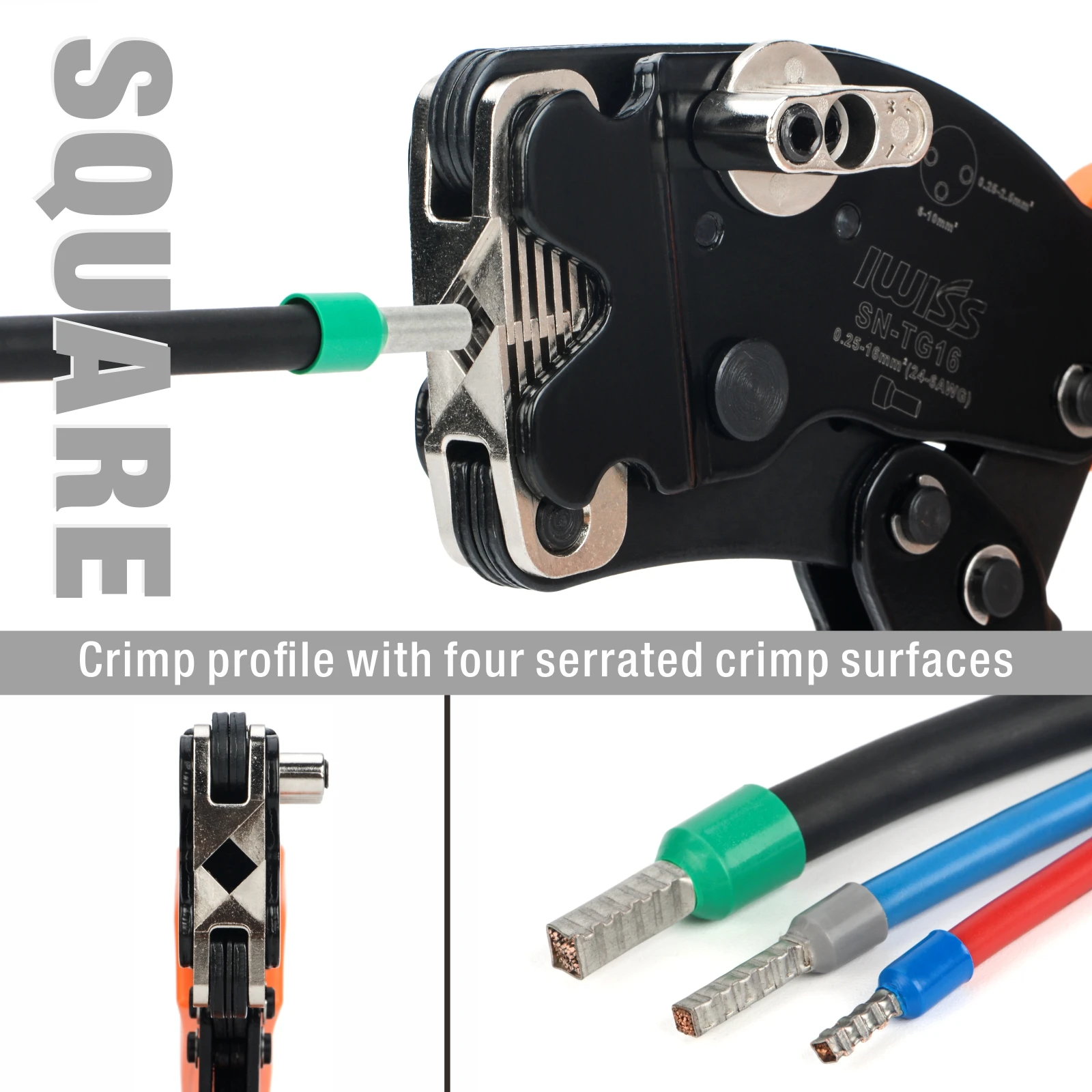 SN-TG16 0.25-16mm m²(24-6AWG) puntale pinze a crimpare filo piegatore autoregolante quadrato a crimpare per puntali terminali