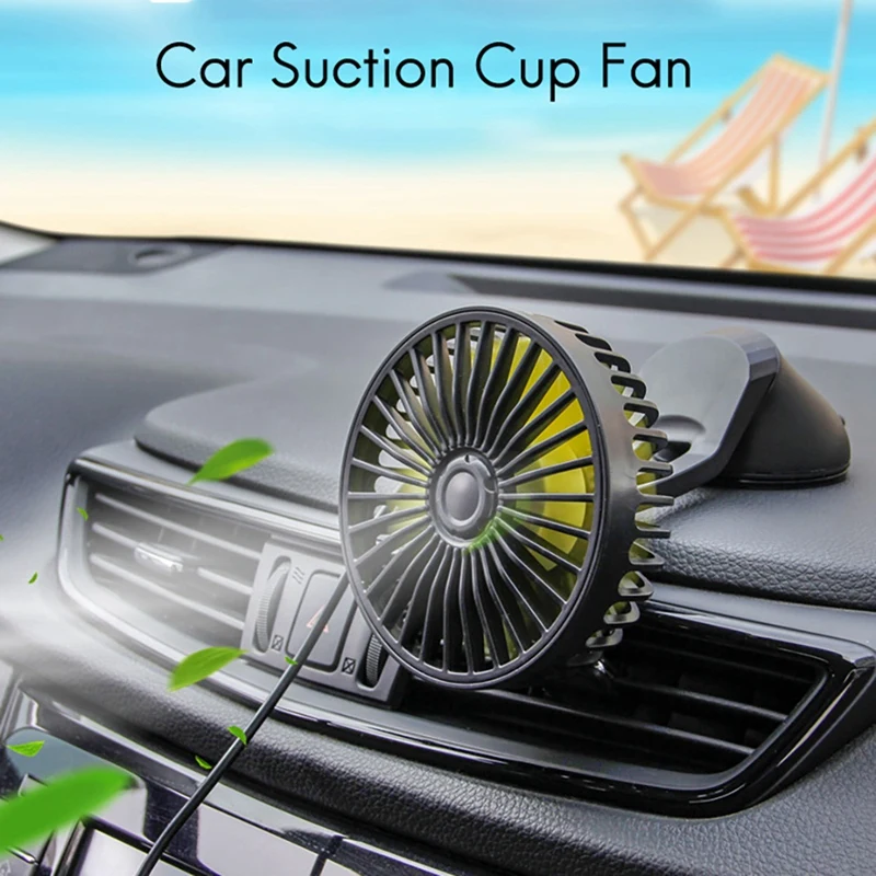 Universal Large Wind Three Speed Control USB Car Fan USB Car Fan Suction Cup Car Seat Back Single Head Car Fan 12V 24V