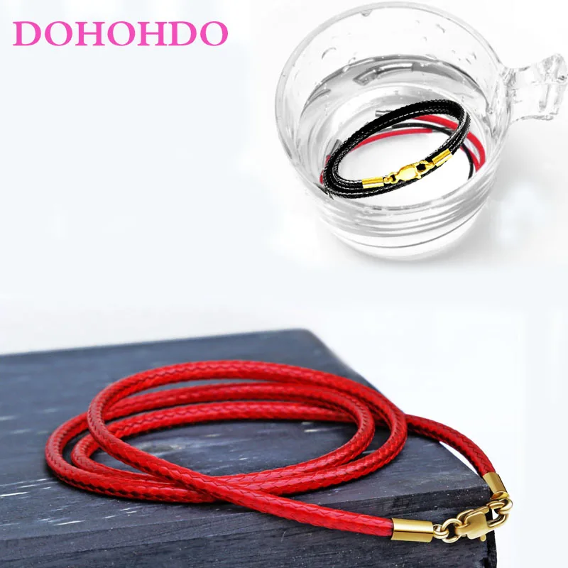 1.5-3mm Necklace Cord Leather Cord Wax Rope Chain With Stainless Steel Gold Color Lobster Clasp For DIY Necklace Jewelry Making