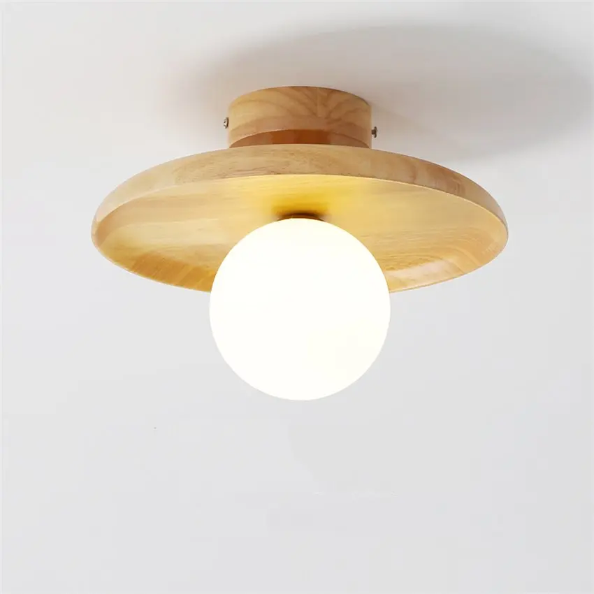 

Nordic solid wood pot cover ceiling lights bedroom study kitchen aisle corridor balcony lamp Japanese ceiling lamps luminaires