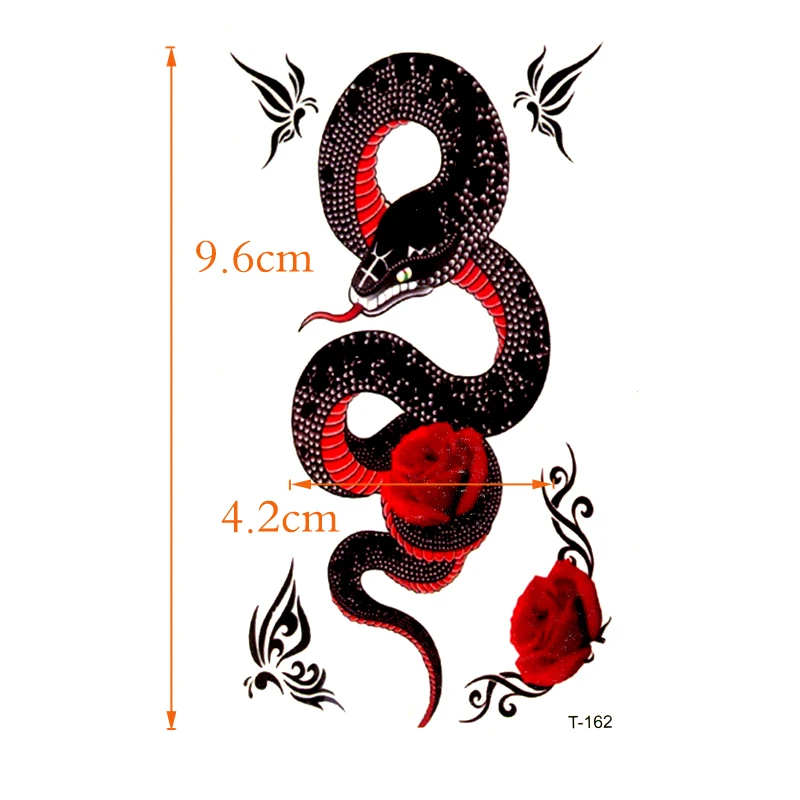 Red-bellied Snakes Waterproof Temporary Tattoos Men  henna tattoo Beauty Tattoo kids temporary Tatoo rouge a levre Tatoo sticker