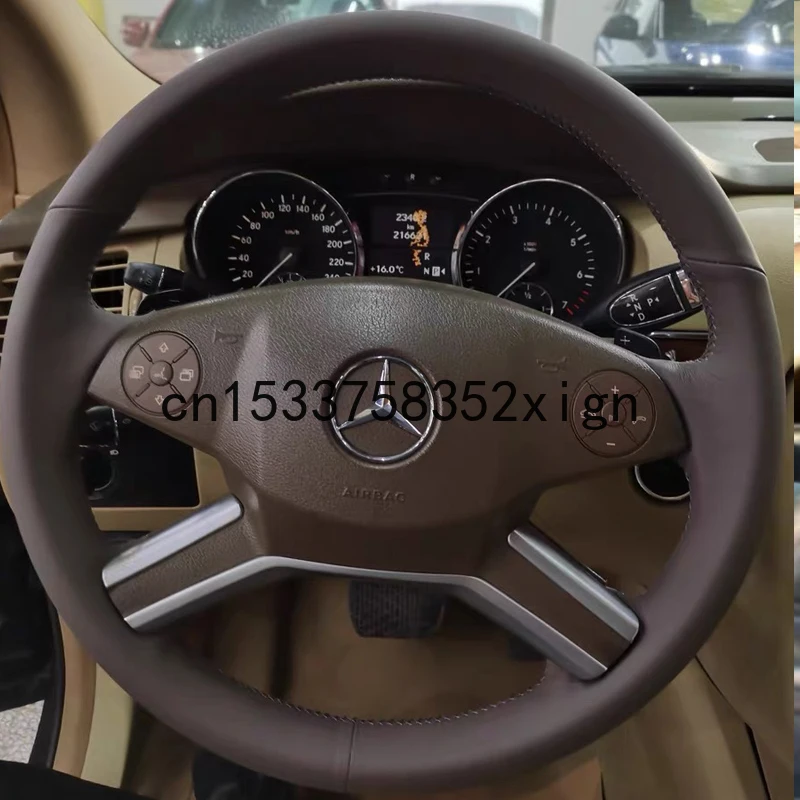 For Mercedes-Benz r300 r320 r350 GL450 ML350 DIYCustomized hand-sewn steering wheel grip cover imitation peach wood carbon fiber