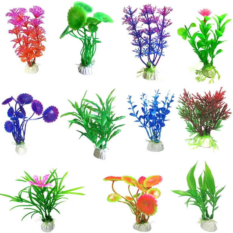 

10pc Artificial Aquarium Plant Decoration Fish Tank Submersible Flower Grass Ornament Underwater Plant 10-12mm Decor Accessories