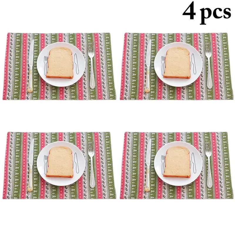 

4pcs Table Placemats Rectangle Placemats For Table Decoartion Table Accessories for Christmas Party