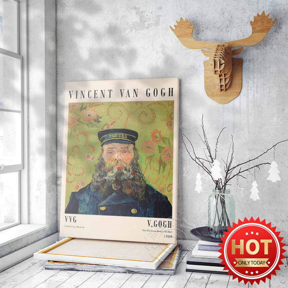 Vincent Van Gogh Impressionism Oil Poster, Gogh Postman Joseph Roulin Exhibition Prints, Vincent Vintage Art Decor Wall Picture,