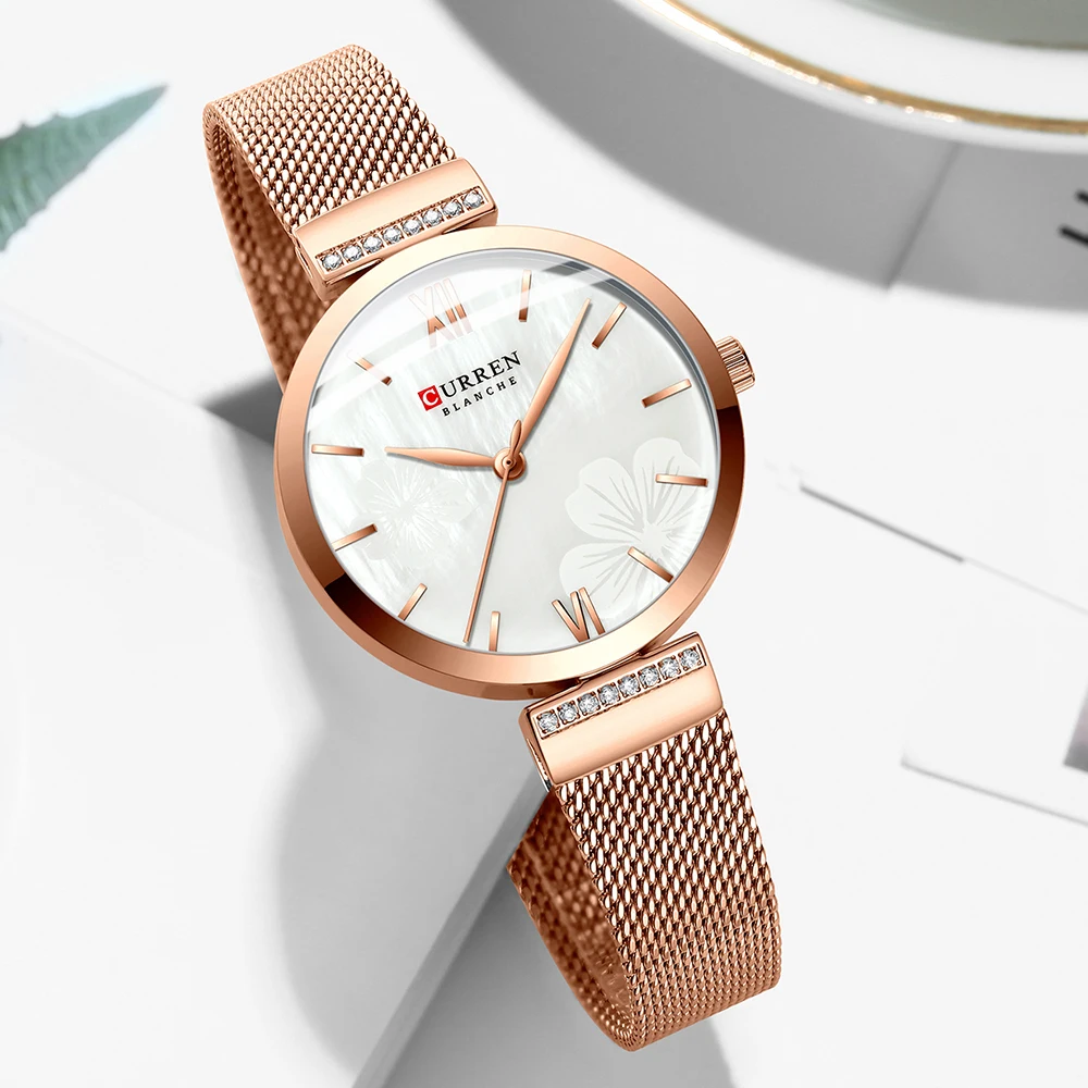 CURREN-Reloj de pulsera de acero para mujer, cronógrafo creativo de marca superior, resistente al agua