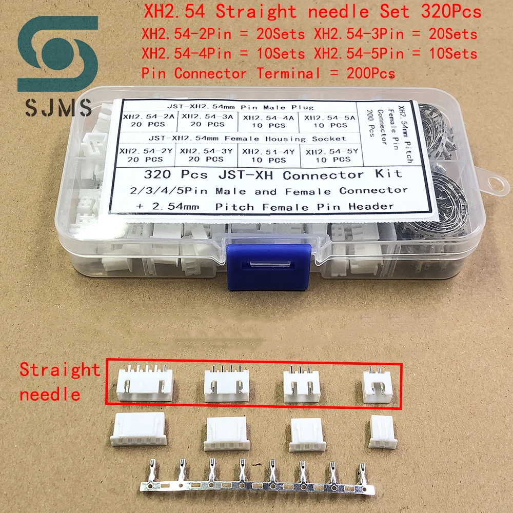 230/320pcs 2.54mm Pitch JST Terminal Kit Wire Header Housing Adaptor XH2.54 2p 3p 4p 5p pin Connector plug straight needle TJC3