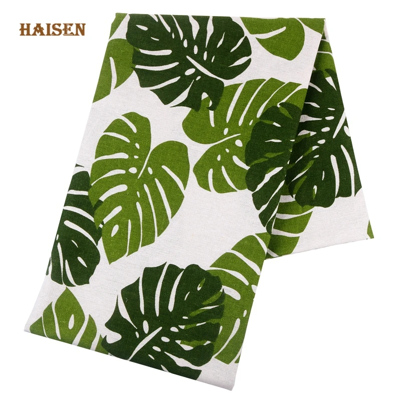 Printed Green Leaves Series Linen Cotton Fabrics For DIY Quilting & Sewing Sofa Cover Table Clothes Curtain Bag Cushion Material