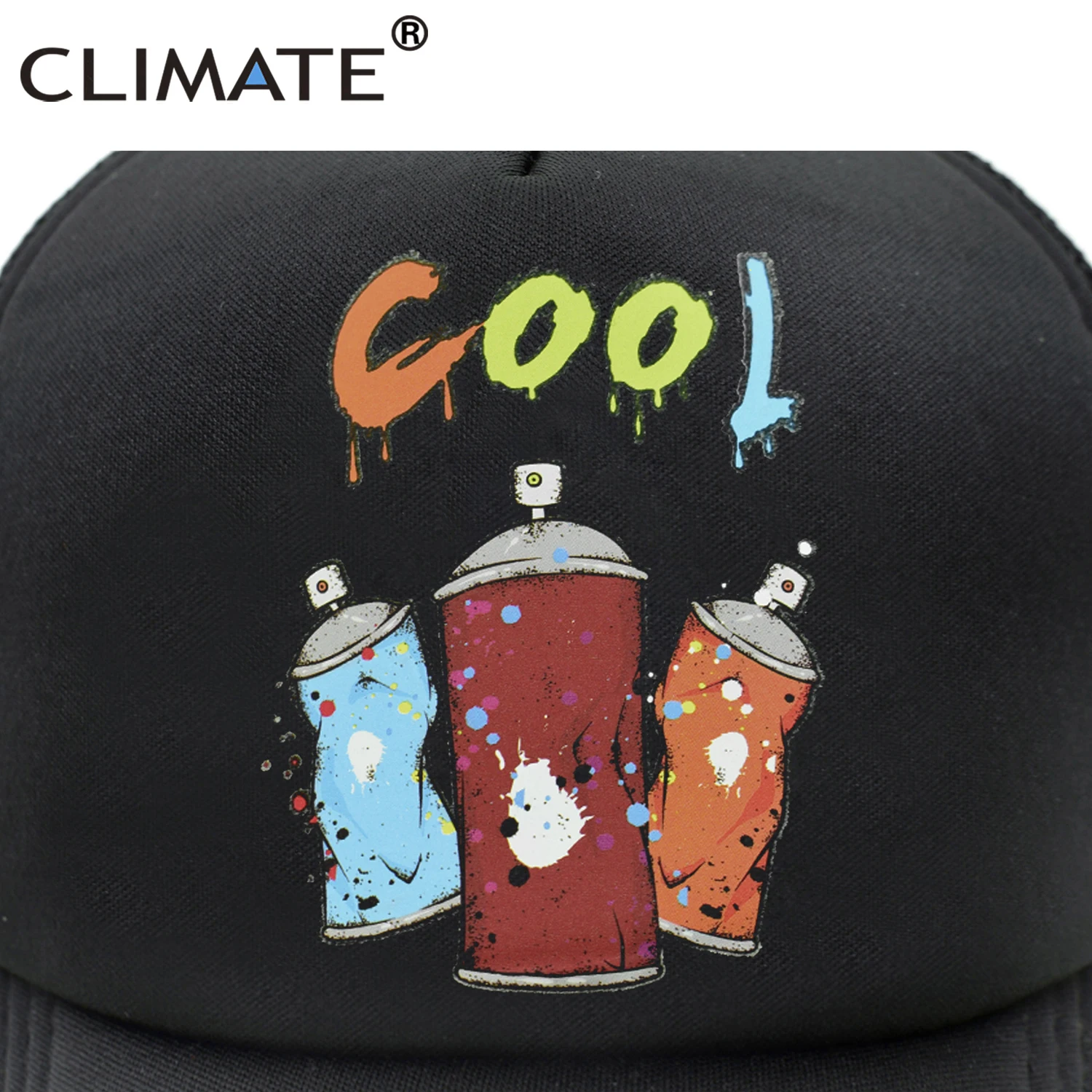 CLIMATE Graffiti Trucker Cap Mesh Hat Street Doodle Graffiti Lover Cap Black Cool Hiphop Summer Cap Black Trucker Caps Hat