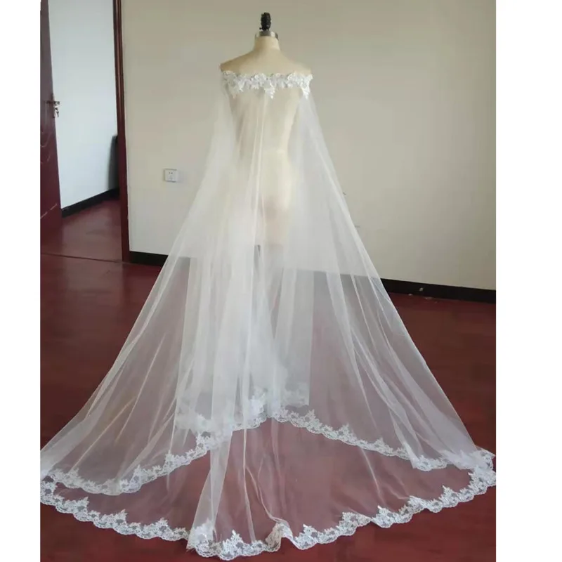 

Mingli Tengda Boat Collar Shawl Sleeveless Transparent Cape Wedding Cover Arm Lace Bolero Mariage Cloak Shrugs For Women Robe