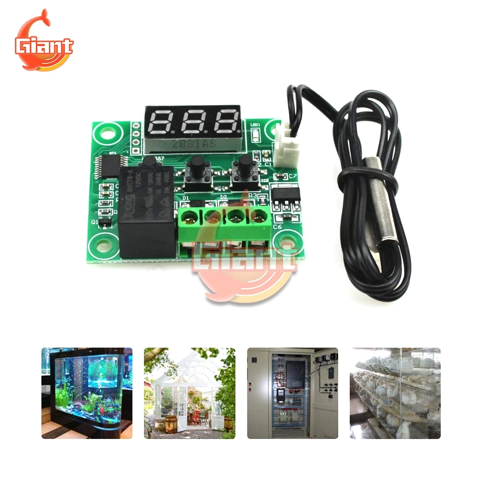 LED Termostato Digital para Incubadora, Controlador de Temperatura, Medidor de Temperatura, Tester Módulo Board, Regulador Thermo, DC 12V, W1209