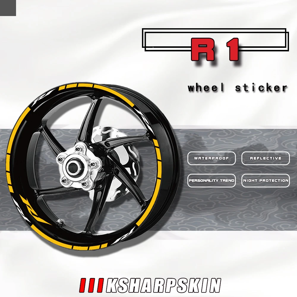 

Motorcycle Rim Decorative Waterproof Stickers Night Reflective Safety Warning Decal Striped Waterproof Tape For YAMAHA R1 R 1 r1