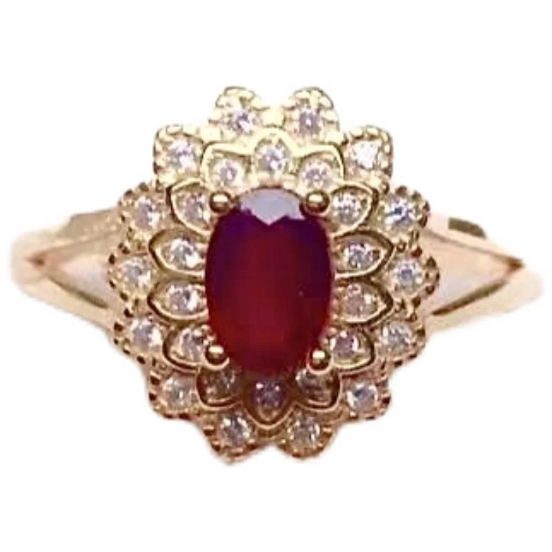 Luxury 925 Silver Ruby Silver Ring for Party 4mm*6mm 100% Natural Ruby Ring Sterling Silver Ruby Jewelry