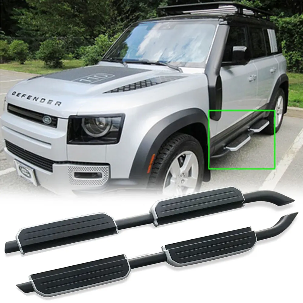 2Pcs left right steel side step fits for 2020 land rover defend 110 running board Nerf bar pedal protector side stairs