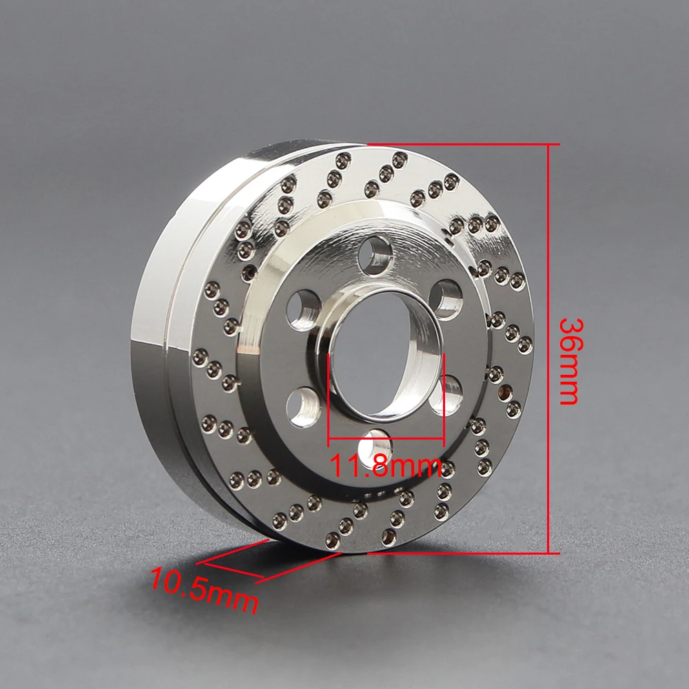 2 sztuk CNC mosiądz srebrny anodowane tarcza hamulcowa wagi dla 1/10 gąsienica RC TRX4 TRX6 osiowe SCX10 90046 Capra 1.9 2.2 Cal felgi