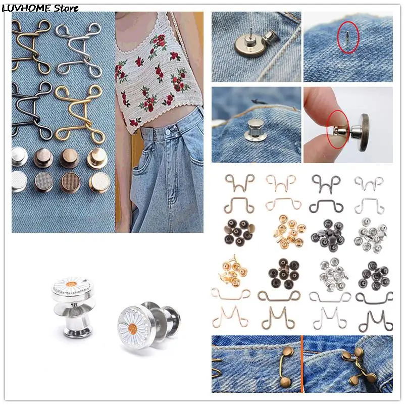 Nail-free Waist Buckle Waist Closing Artifact Adjustable Snap Button Removable Detachable Clothing Pant Sewing Tool