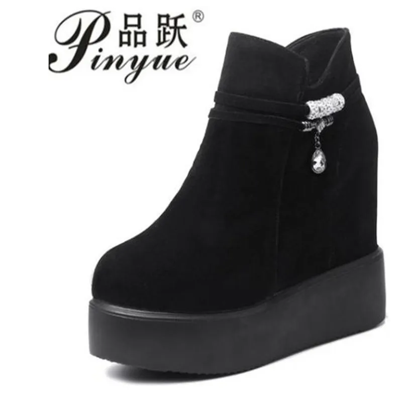 Platform Thick Bottom Shoes Woman Black White Ankle Boots Ladies Hidden Heel Casual Autumn Winter Boots Ladies Shoes