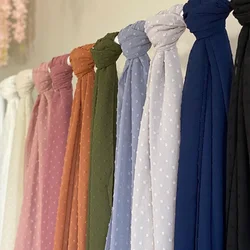 Hijab in Chiffon musulmano da donna con scialle a bolle di pompon a pois scialle lungo scialle avvolgente