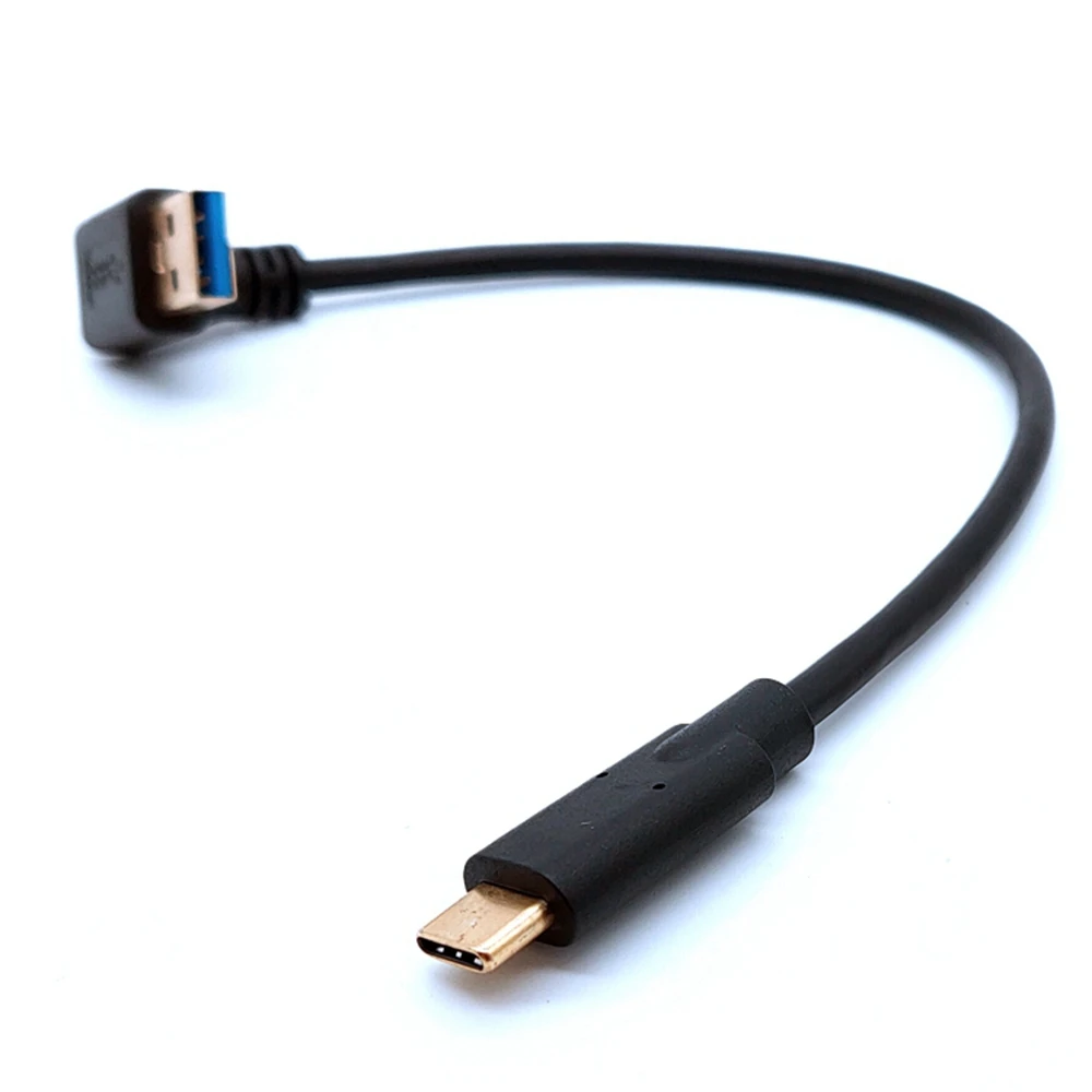 Conector de Cable USB 3,0 (tipo A) macho A USB 3,1 (tipo C) macho, sincronización de datos y carga, 90 grados arriba y abajo, color negro, 0,2 m