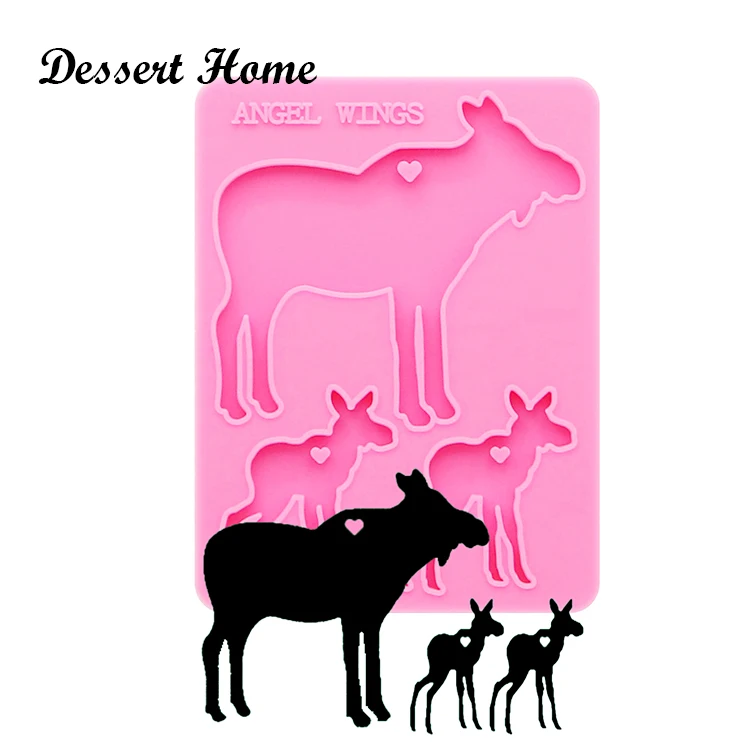 DY0127 Epoxy resin molds moose family mold for keychain pendant Jewelry Makeing Christmas deer silicone molds for resin diy