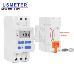 Nuovo TM919 DC 12V 16A 5 pin 1NO + 1NC Digital Solar 24 ore Timer Switch con modalità Sleep e Display AM/PM batteria sostituibile