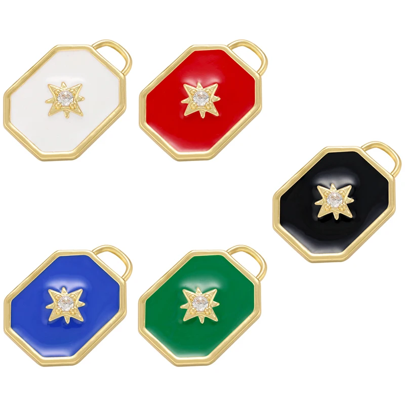 ZHUKOU gold color snowflake enamel pendant for women DIY handmade necklace earrings jewelry supplies accessories wholesale VD850