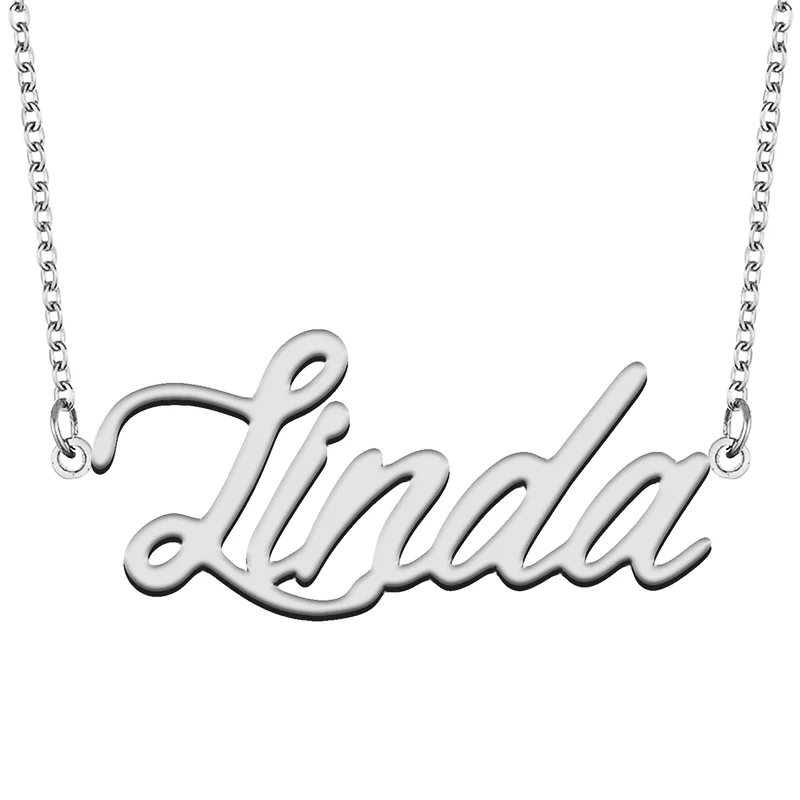 Linda Custom Name Necklace Customized Pendant Choker Personalized Jewelry Gift for Women Girls Friend Christmas Present