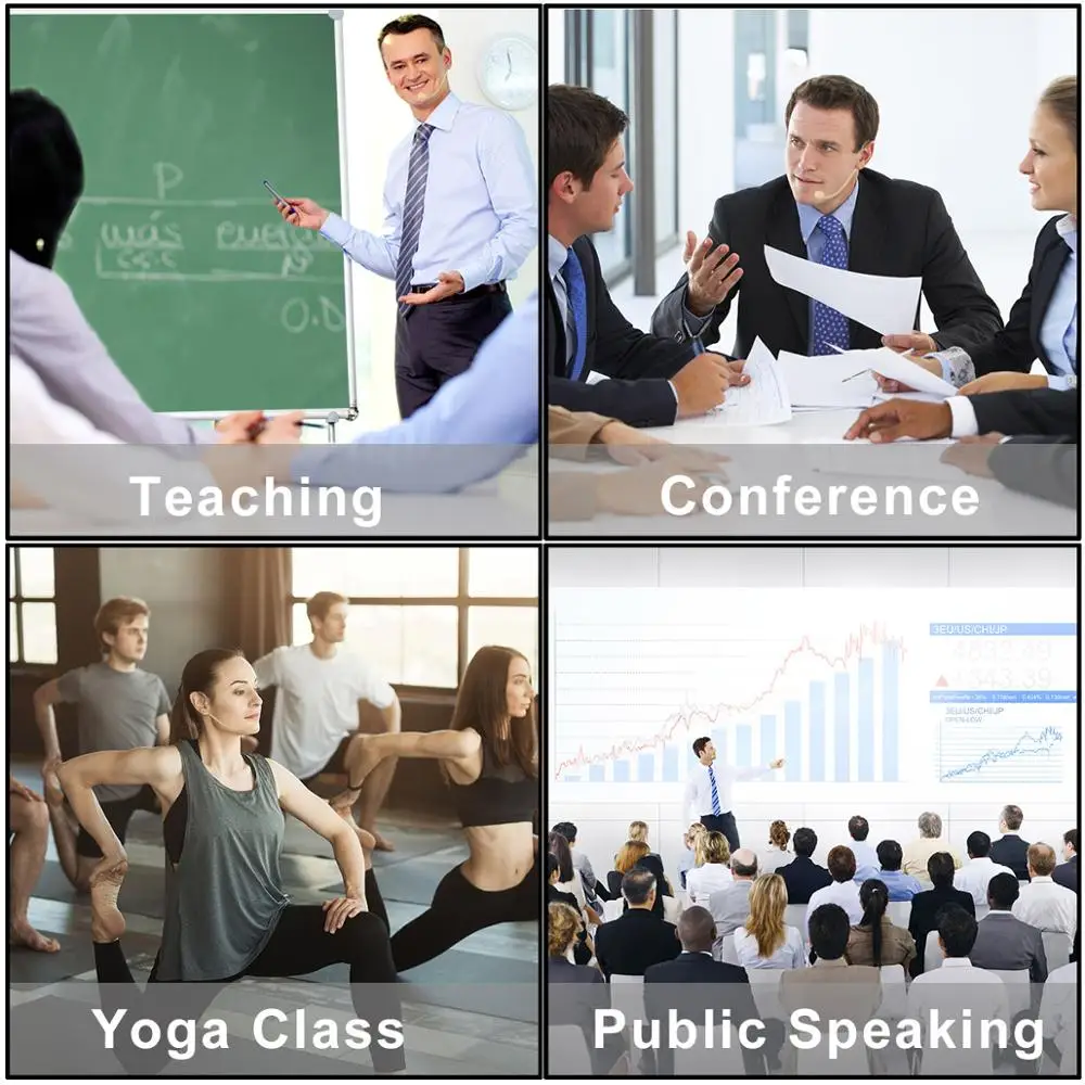 KIMAFUN 2.4G Wireless Microphone 30-50m Transmission Dual Ear Headset Megaphone Mic for Teaching,Teachers,Meetings,Loudspeaker