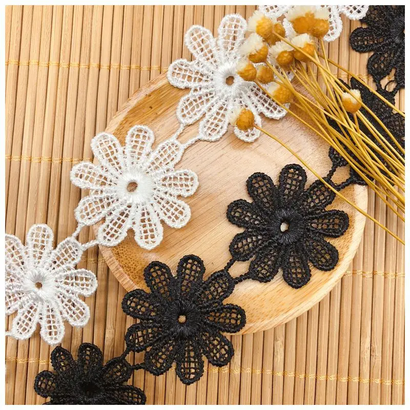 3Yards Flower Embroidery Lace Mesh Fabric For DIY Dress Sewing Materials